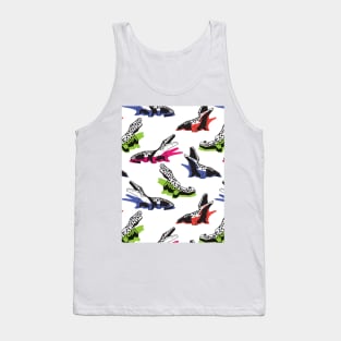 Neon geo crocodiles // pattern // white background black and white geometric animals green fuchsia pink blue and orange shadows Tank Top